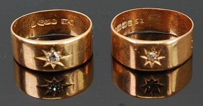 Lot 289 - An 18ct gold band ring, 'gypsy' set with a...