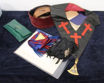 Lot 357 - A collection of assorted Masonic regalia, to...