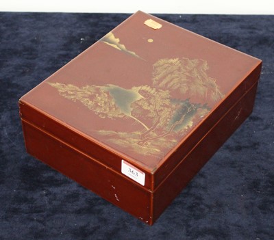 Lot 363 - A Japanese Taisho period red lacquered box and...