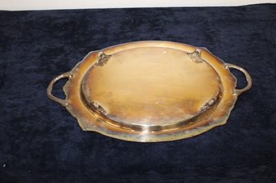Lot 381 - A silver plated oval meat plate, with etched...