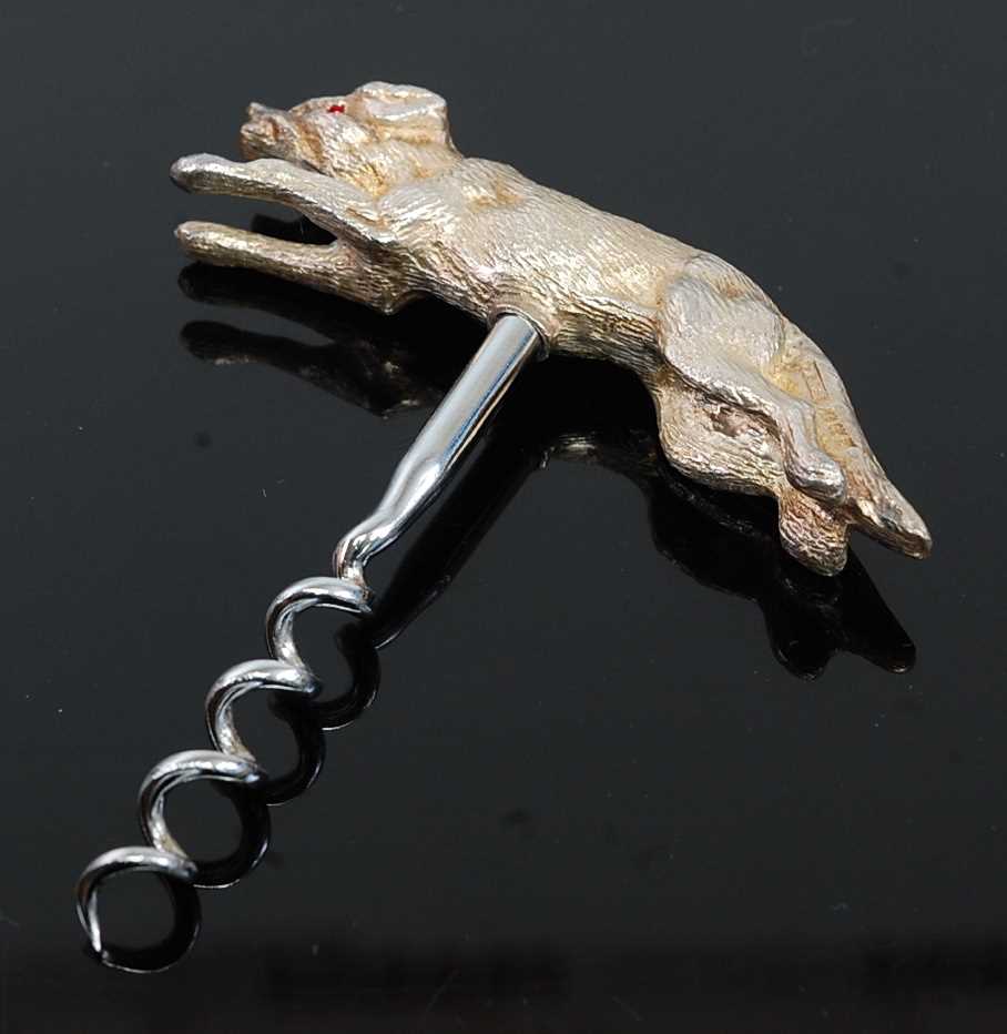 Lot 2528 - A contemporary silver corkscrew, the handle...