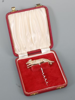 Lot 2528 - A contemporary silver corkscrew, the handle...