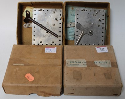 Lot 825 - Two very early Meccano No. 1 clockwork motors,...
