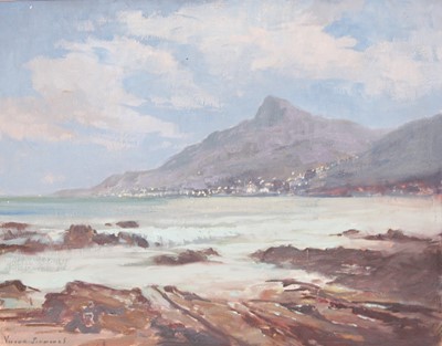 Lot 314 - Victor Simmonds - Moonlit bay, oil on board,...