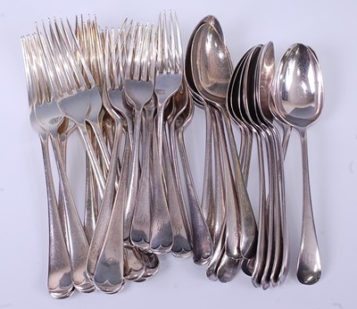 Lot 1147 - A George V silver part cutlery suite, in the...