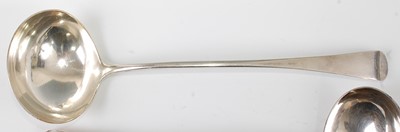 Lot 1158 - A George III silver soup ladle, in the Old...