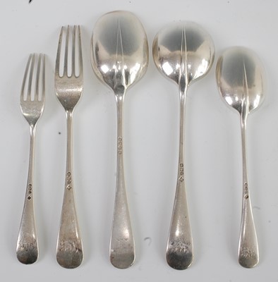 Lot 1168 - An Edwardian silver part cutlery suite, in the...