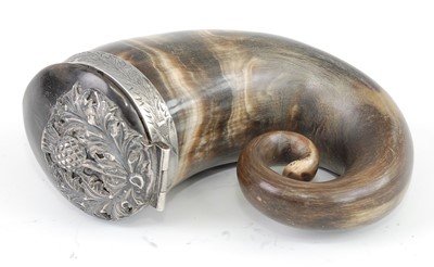 Lot 1282 - A late Victorian Scottish silver mounted horn...