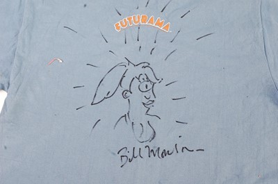 Lot 549 - A child's blue Futurama t-shirt, signed by...
