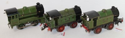 Lot 205 - Three Hornby 0-4-0 clockwork LNER green locos:...