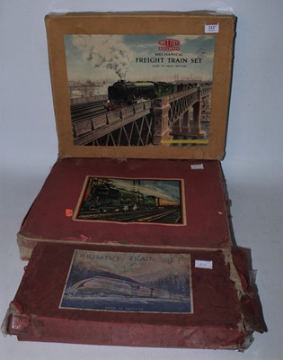 Lot 212 - Three train sets: Mettoy freight comprising...