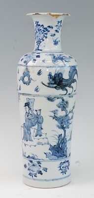 Lot 1300 - A blue and white porcelain vase, ...