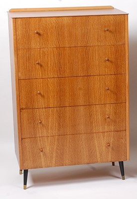 Lot 346 - A 1960s light oak veneered plywood chest, of...