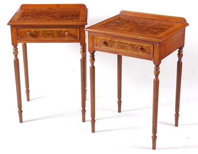 Lot 1409 - A pair of Regency style burr walnut, oak...