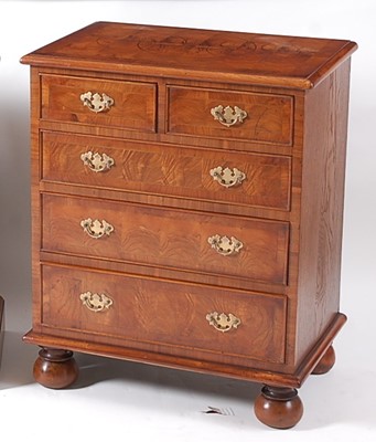 Lot 1442 - An oyster veneered chest, of small proportions...