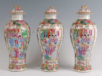 Lot 1299 - A set of three 19th century Chinese Canton...