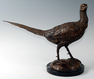 Lot 2503 - A contemporary bronzed model of a pheasant in...