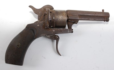 Lot 2277 - A 19th century Belgian pinfire revolver, the...