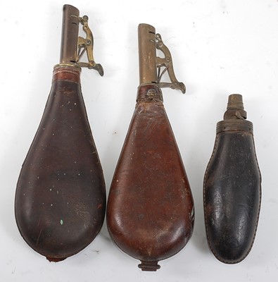 Lot 2347 - A 19th century leather shot flask of typical...