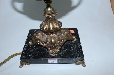 Lot 13 - A large gilt metal table lamp of urn shape,...