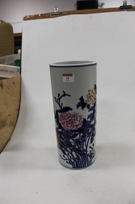 Lot 25 - A Chinese stoneware vase of cylindrical form,...