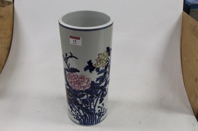 Lot 15 - A Chinese stoneware vase of cylindrical form,...