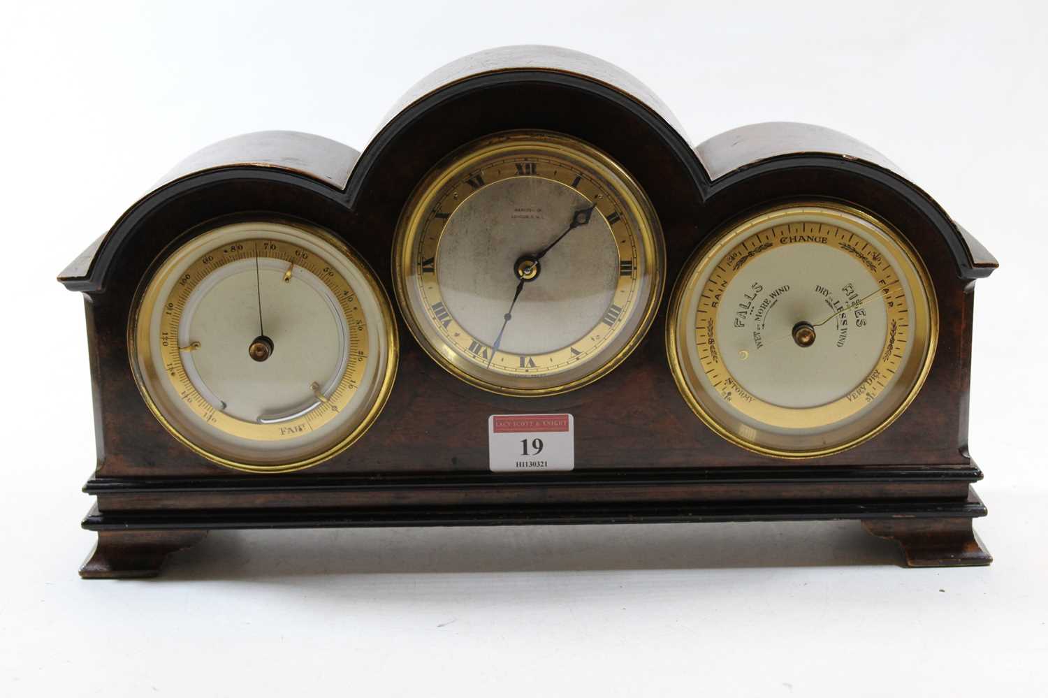 Lot 19 - A burr walnut cased mantel clock, the case of...