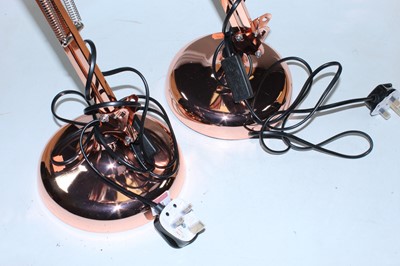 Lot 30 - A pair of copper effect angle poise desk lamps
