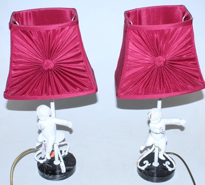 Lot 43 - A pair of painted metal table lamps each...