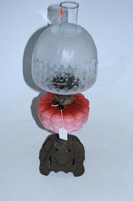 Lot 46 - A Victorian pedestal oil lamp having a domed...