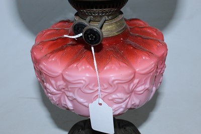 Lot 46 - A Victorian pedestal oil lamp having a domed...