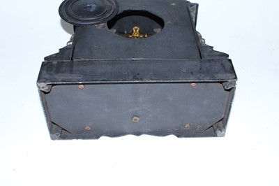 Lot 54 - A late Victorian black slate cased mantel...