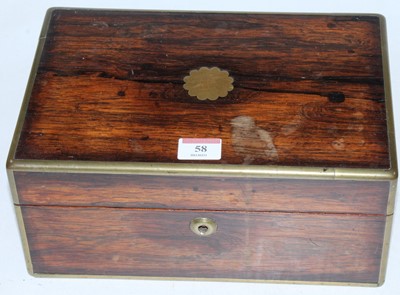 Lot 58 - A Victorian rosewood and brass bound box...