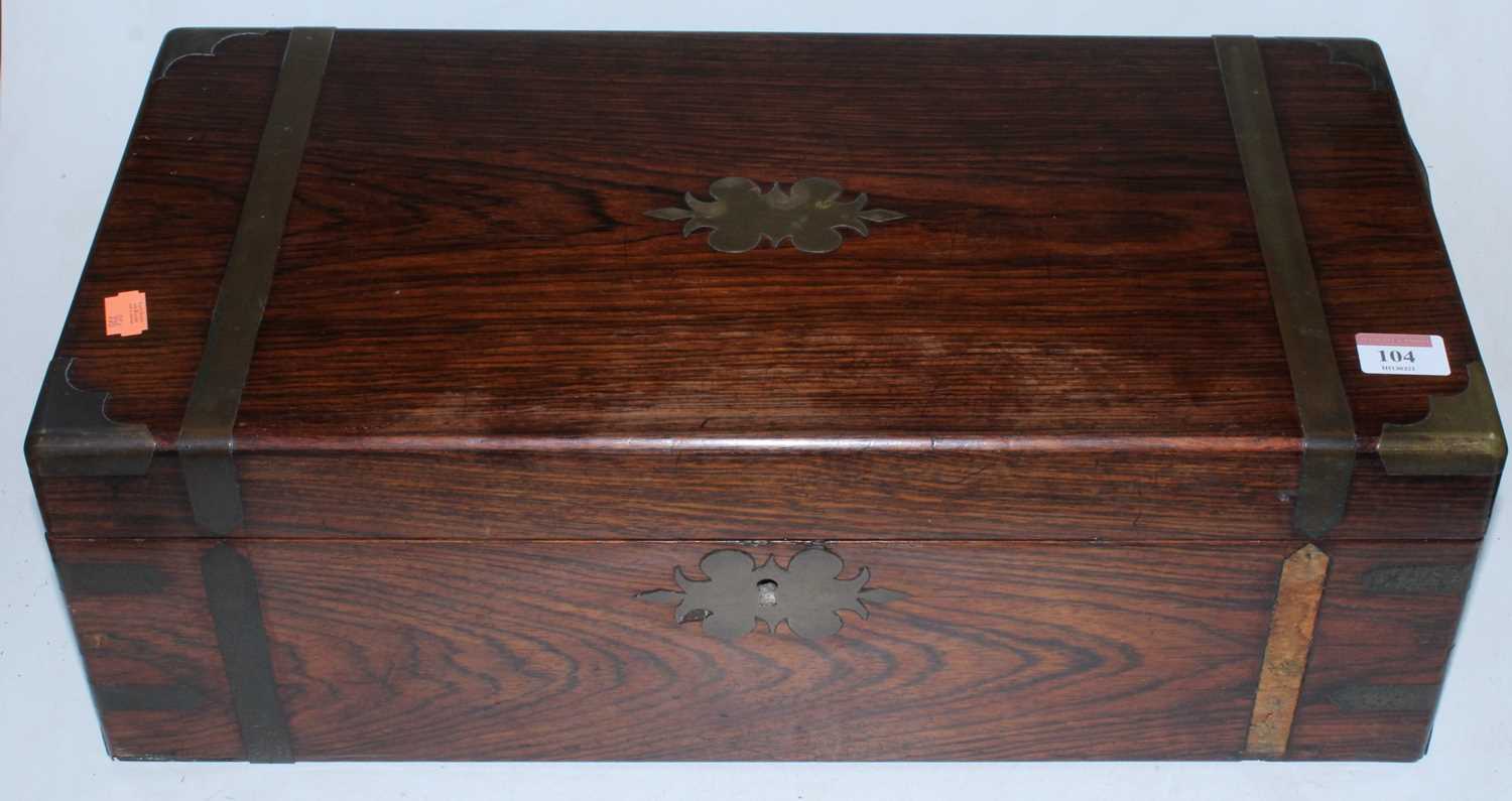 Lot 104 - A large Victorian rosewood and brass bound...