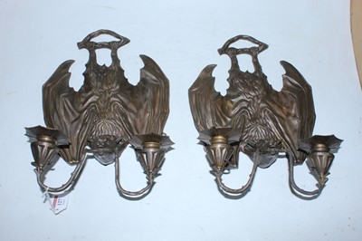 Lot 127 - A pair of modern pressed metal twin sconce...