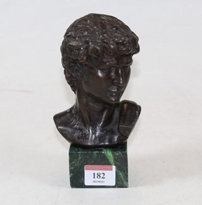 Lot 182 - A bronze classical head and shoulders portrait...