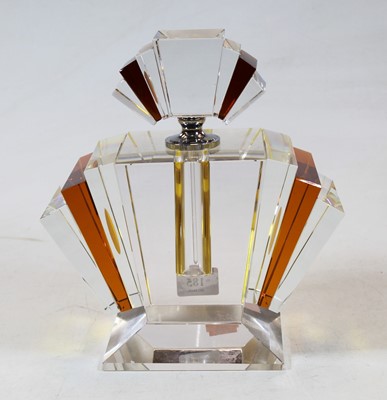Lot 185 - A large Art Deco style clear and amber glass...