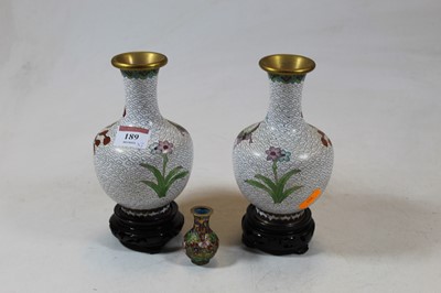 Lot 189 - A pair of modern Japanese cloisonné vases,...