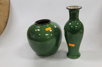 Lot 204 - A Chinese green crackle glazed vase of...