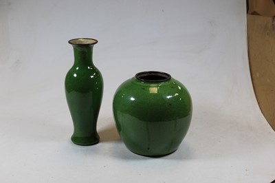 Lot 204 - A Chinese green crackle glazed vase of...