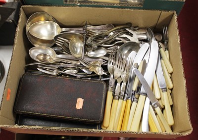 Lot 281 - A box of miscellaneous silver plated and steel...
