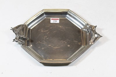 Lot 290 - A pewter dish, of octagonal form, the handles...