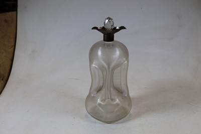 Lot 246 - An Edwardian decanter of ribbed hour glass...