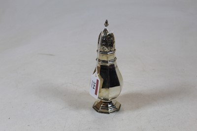 Lot 254 - A George V silver pedestal lighthouse sugar...