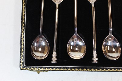 Lot 257 - A set of six silver seal top spoons in the...