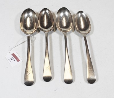 Lot 327 - Two pairs of 19th century silver serving...