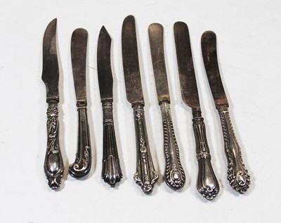 Lot 341 - A collection of seven various silver handled...