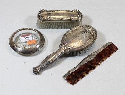 Lot 345 - A Webster sterling silver mounted hairbrush,...