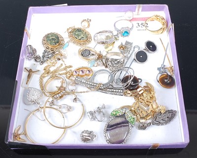 Lot 352 - Assorted costume jewellery, to include silver...