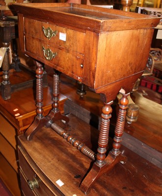 Lot 1434 - A Continental mahogany two drawer work table,...